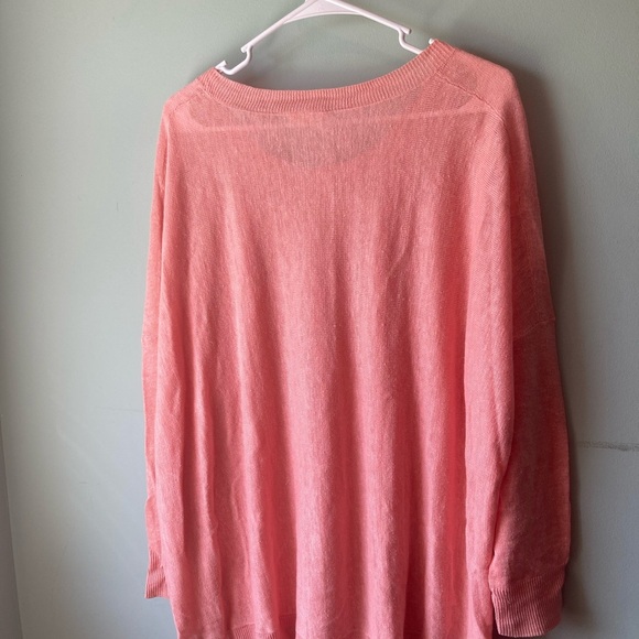 Eileen Fisher Linen Crepe Knit Pullover Salmon L Dolman Sleeve - Picture 3 of 6